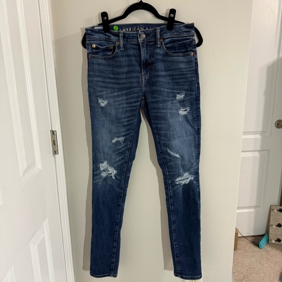 American Eagle Outfitters Other - American Eagle Distressed Straight Leg AirFlex Temp Tech Denim Jeans Mens 30x34